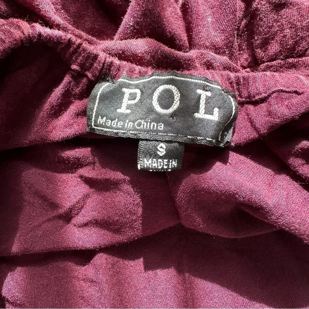 POL Burgundy Acid Wash Babydoll Mini Dress with Spaghetti Straps Size Small - Picture 7 of 7